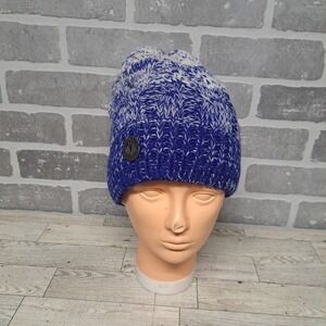 Donna Karan Circa 1989 Girls Blue White Knit‎ Lined Winter Hat One Size